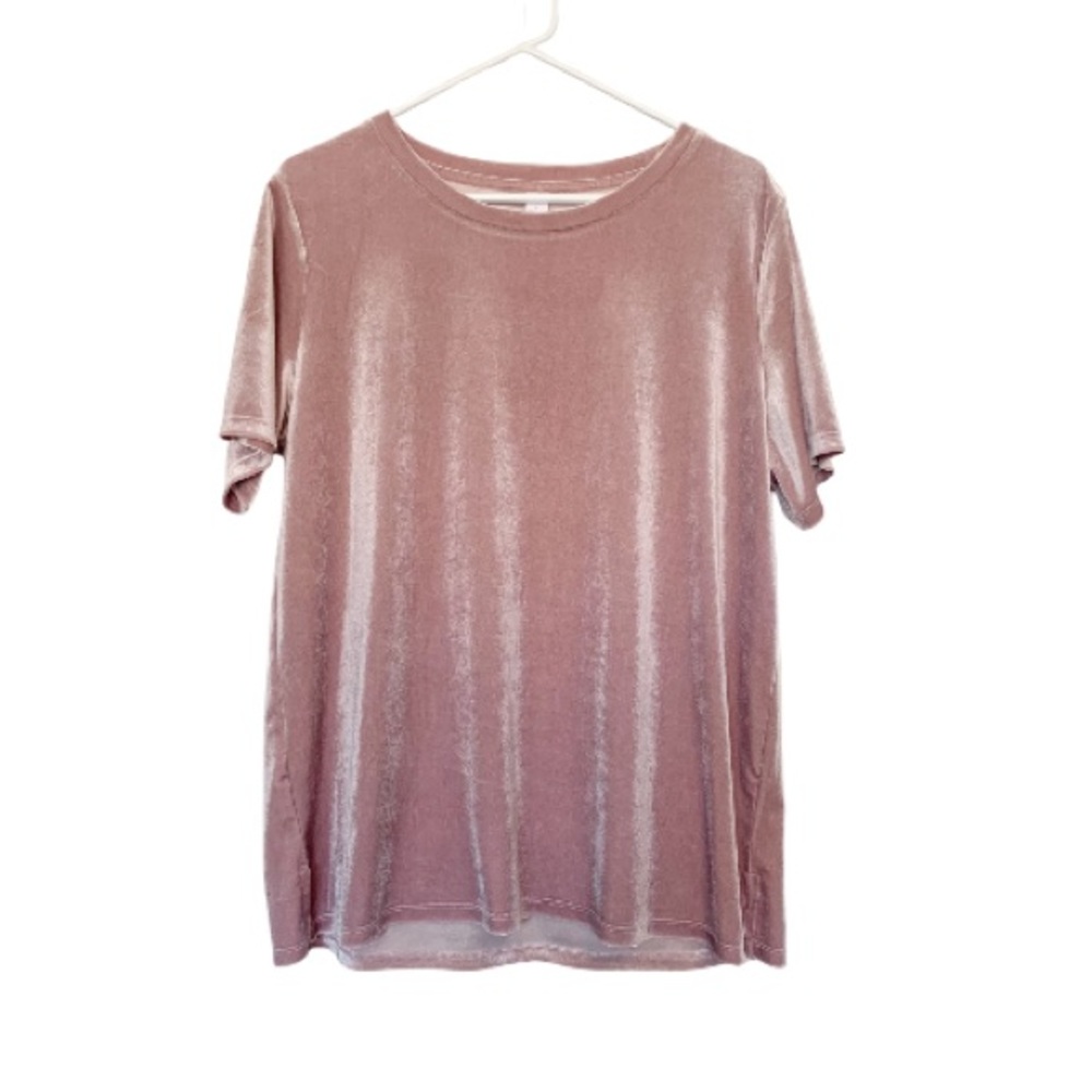Old Navy Velvet Tee Plum Tonic Top Short Sleeve Stretch Knit Large